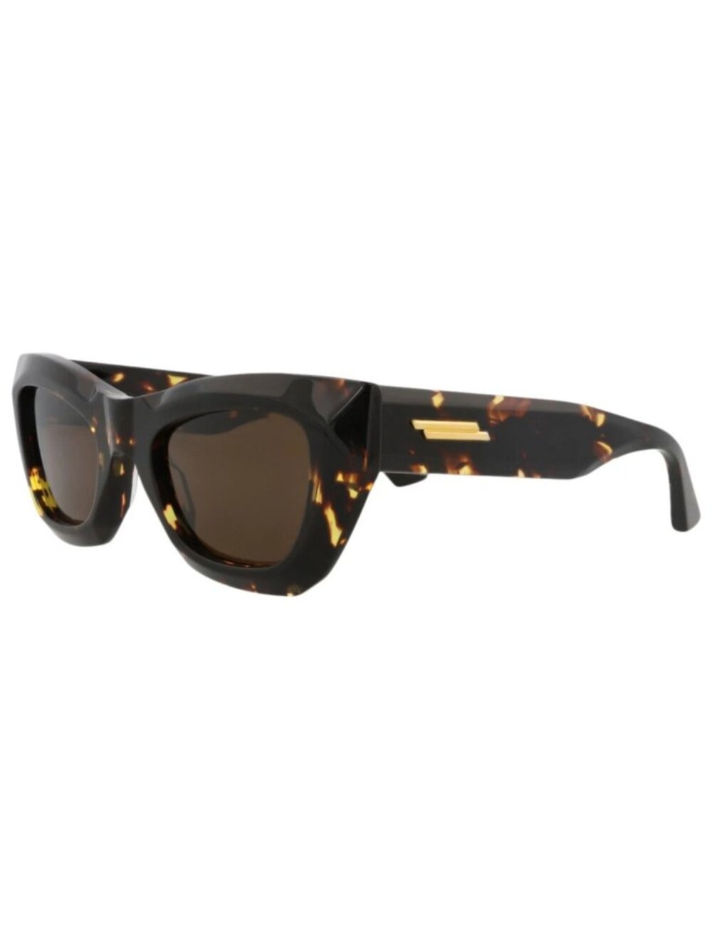 New Bottega Veneta Women's Sunglasses Cat Eye Metal Frame Havana Havana Brown